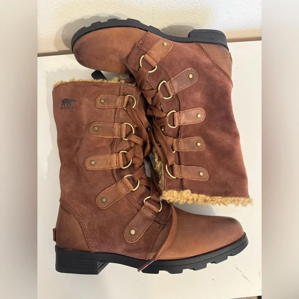 Sorel Emelie Faux Fur Lace Up Boots NEW